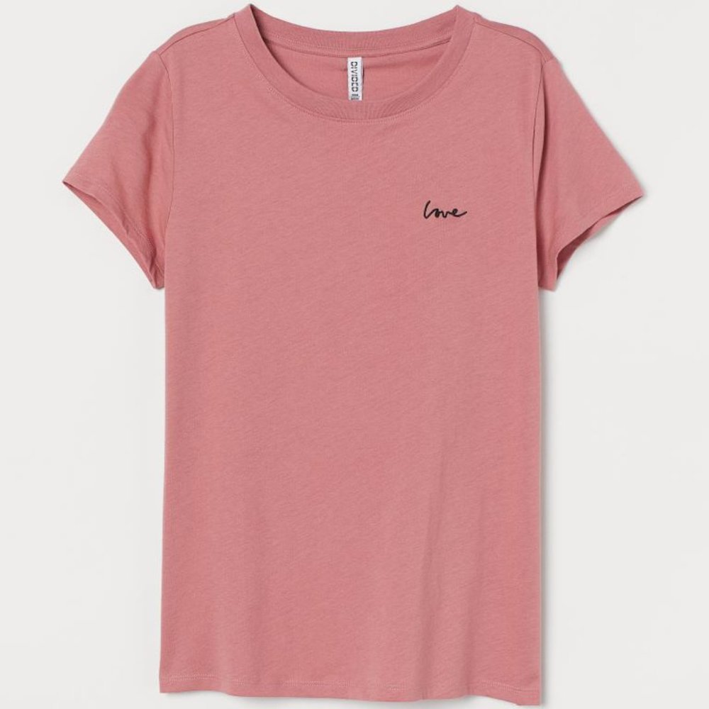 H&M Divided Women’s Tee Top T-Shirt Pink Short Sleeve Blush Pink sz M